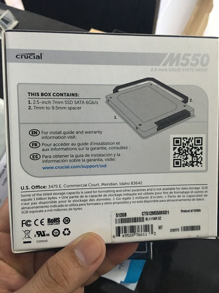 Em bán vài em ổ cứng SSD Crucial M550 512gb new seal giá tốt - 1
