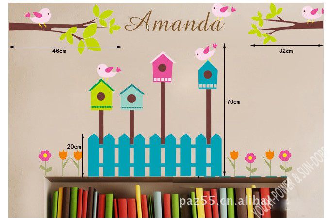 Vogelhäuschen Wandtattoo Wandaufkleber Wandsticker Kinderzimmer