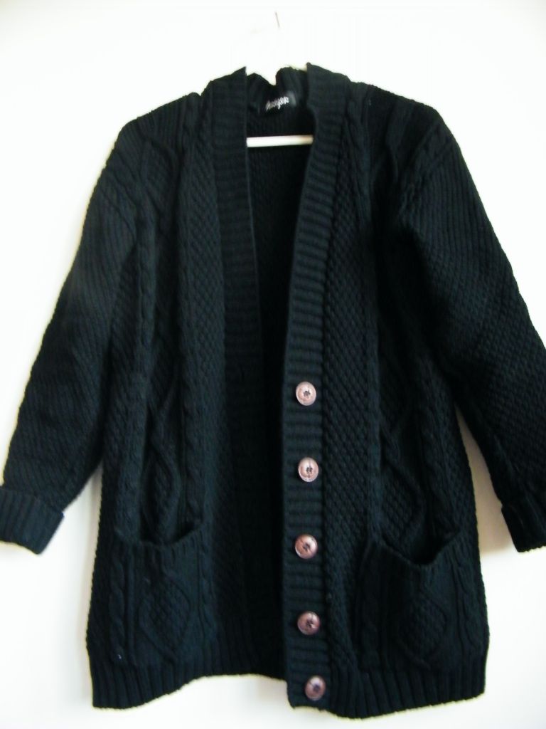 Desire Clothing Black Chunky Knit Boyfriend Cardigan