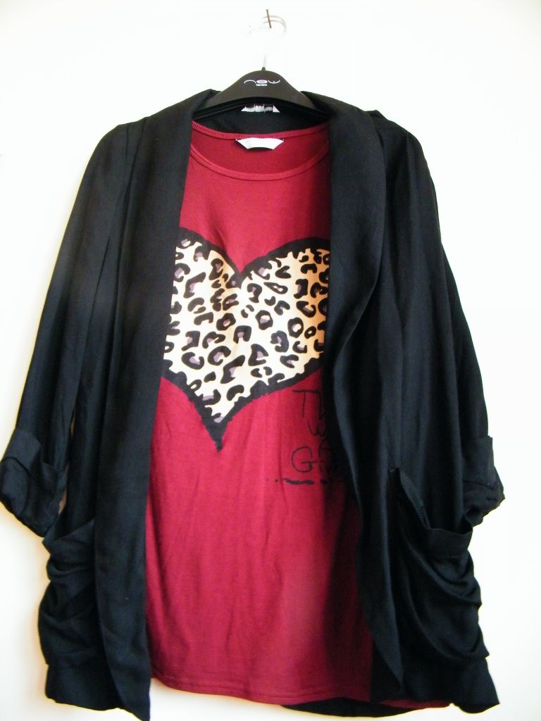 New Look Leopard Print Heart Tee & Twill Blazer