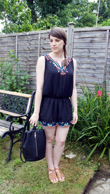 Rare London Embroidered Trim Playsuit