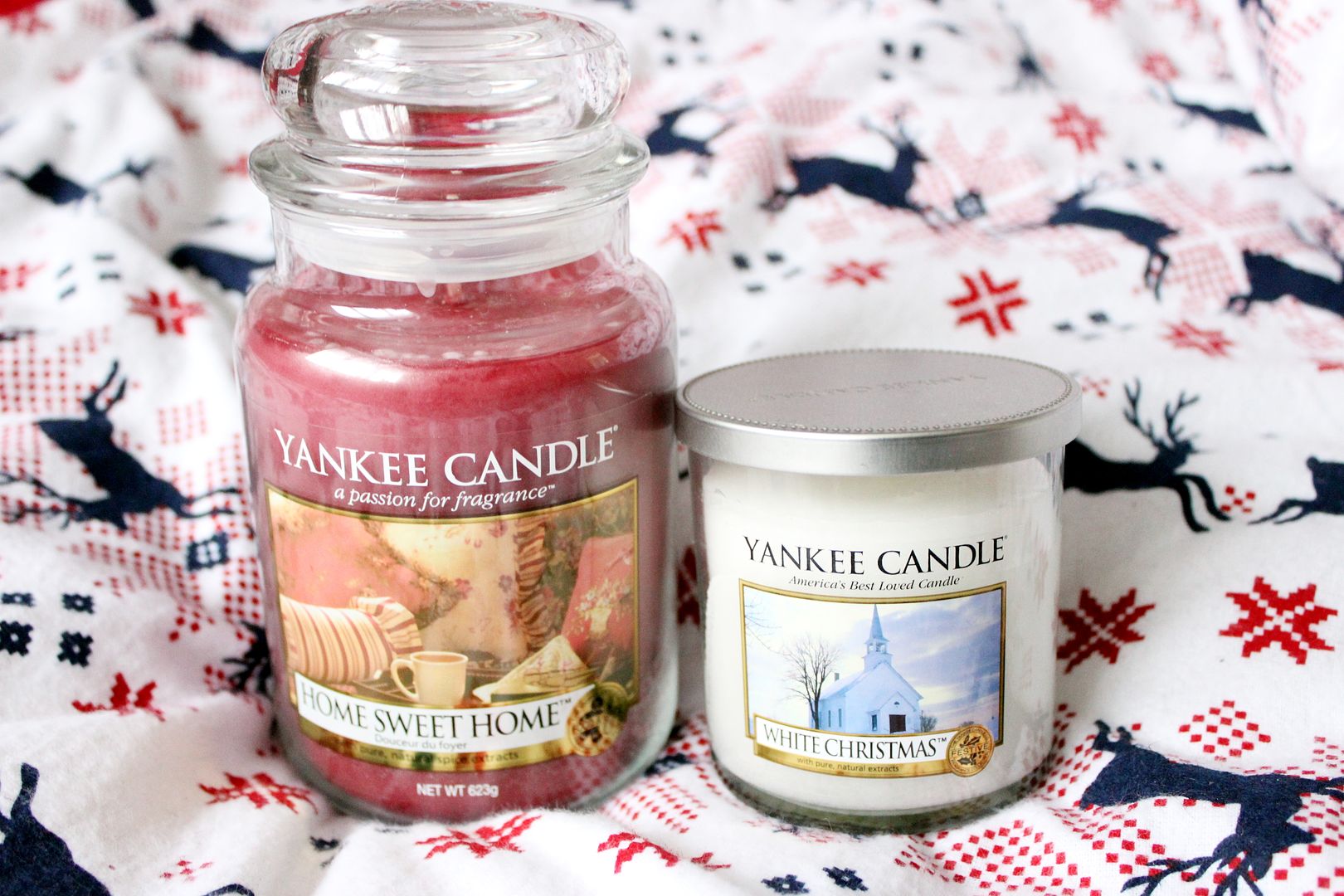 Yankee Candles Home Sweet Home and White Christmas