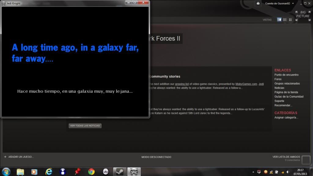 Problema con Jedi Knight: Dark Forces II en el foro 3D-Steam - 2013-05